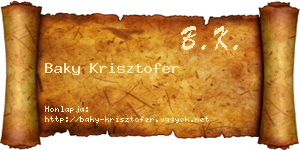 Baky Krisztofer névjegykártya